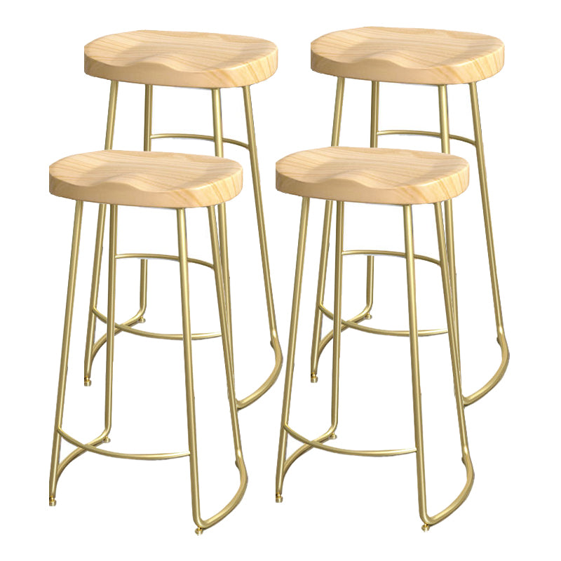 Modern Style Bar-stool with Footrest Iron Sled Legs for Kitchen Bar Natural Wood Antique Bronze 4 Piece Set Bar Stool(30"H) Clearhalo 'Bar Furniture' 'Bar Stools' 'bar_stools' 'furn' 'furn_bar_stools' 'furniture_bar_stools' 'Kitchen & Dining Furniture' 'kitchen&dining_furn' 'kitchen' 'kitchen_furn' Furniture' 4664988