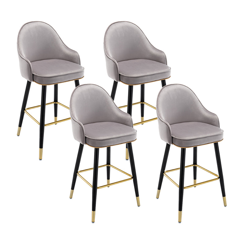 Low Back Matte Finish Bar Stool Footrest Armed Glam Upholstered Stool Light Gray 4 Piece Set Clearhalo 'Bar Furniture' 'Bar Stools' 'bar_stools' 'furn' 'furn_bar_stools' 'furniture_bar_stools' 'Kitchen & Dining Furniture' 'kitchen&dining_furn' 'kitchen' 'kitchen_furn' Furniture' 4665028