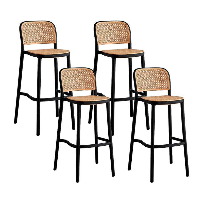 Plastic Scandinavian Kitchen Dining Room Armless Stool Low Back Bar Stool Black 4 Piece Set Counter Stool(26"H) Clearhalo 'Bar Furniture' 'Bar Stools' 'bar_stools' 'furn' 'furn_bar_stools' 'furniture_bar_stools' 'Kitchen & Dining Furniture' 'kitchen&dining_furn' 'kitchen' 'kitchen_furn' Furniture' 4665037