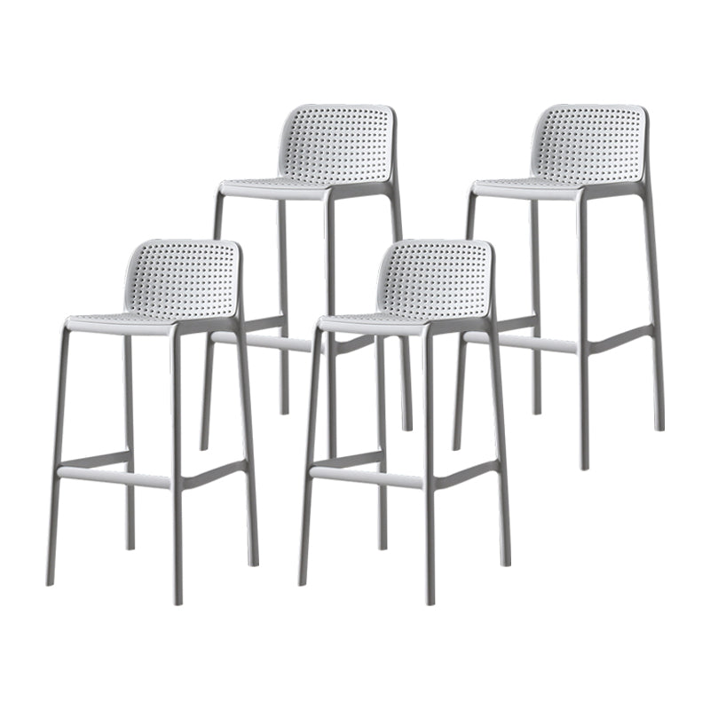 Plastic Scandinavian Kitchen Dining Room Stool Low Back Armless Bar Stool White Set of 4 Clearhalo 'Bar Furniture' 'Bar Stools' 'bar_stools' 'furniture_bar_stools' 'Kitchen & Dining Furniture' 'kitchen&dining_furn' 'kitchen' 'kitchen_furn' Furniture' 4665201