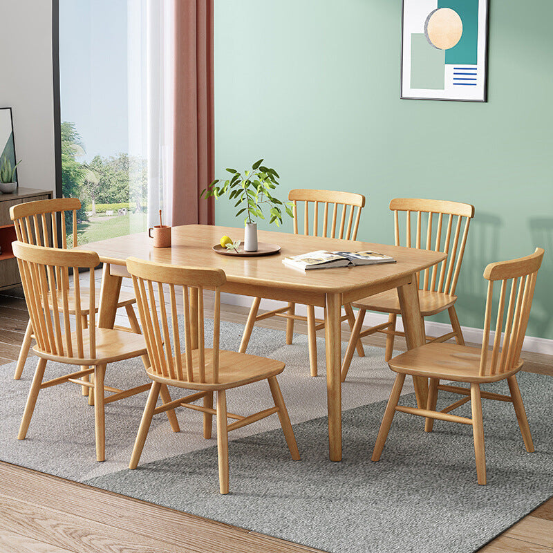 1/2/5/7 Pieces Modern Wood Furniture Standard Height Dining Table Set with 4 Legs 7 Pieces: Wood Table, 6 Chairs Clearhalo 'Dining Room Sets' 'Dining Tables & Seating' 'dining_room_set' 'furn' 'furn_dining_room_set' 'Furniture' 'furniture_dining_room_set' 'Kitchen & Dining Furniture' 'kitchen&dining_furn' 'kitchen' 4665426