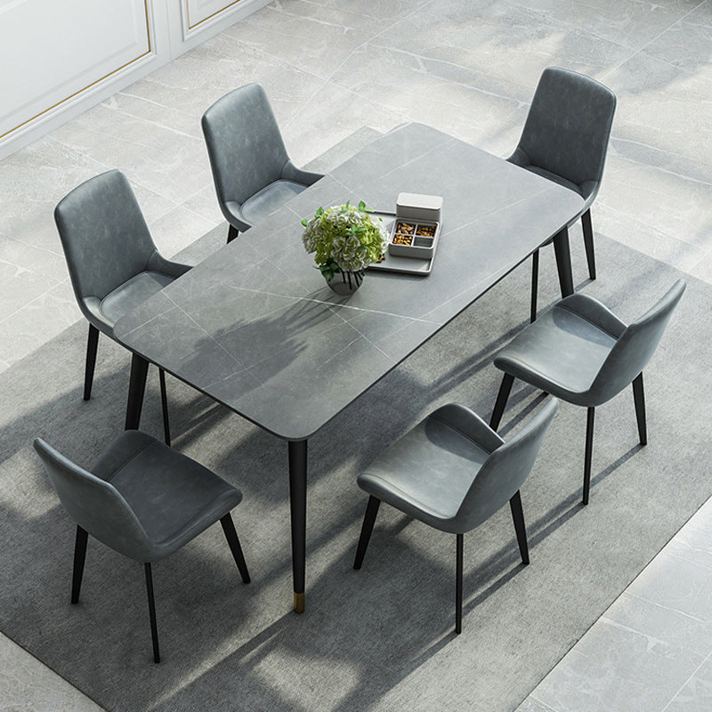 Nordic Style 1/5/7 Pieces Dining Set with Gray Top Kitchen Table Set for Dining Room 7 Pieces: Table, 6 Chairs Clearhalo 'Dining Room Sets' 'Dining Tables & Seating' 'dining_room_set' 'furn' 'furn_dining_room_set' 'Furniture' 'furniture_dining_room_set' 'Kitchen & Dining Furniture' 'kitchen&dining_furn' 'kitchen' 4665526