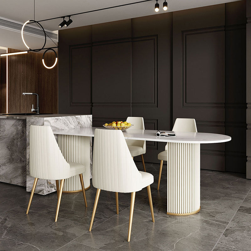 Traditional Luxury Dining Table White Sintered Stone Table for Kitchen White 70.9"L x 31.5"W x 29.5"H Without Chairs Clearhalo ' dining_table' 'Dining Tables & Seating' 'Dining Tables' 'furn' 'furn_dining_table' 'Furniture' 'furniture_dining_table' 'Kitchen & Dining Furniture' 'kitchen&dining_furn' 'kitchen' 'kitchen_dining_table' 4665744