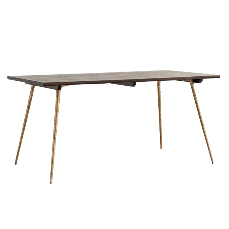 Traditional Luxury Dining Table Rectangle Wooden 4 Legs Table with Metal Base Gold 70.9"L x 31.5"W x 29.5"H Without Chairs Clearhalo ' dining_table' 'Dining Tables & Seating' 'Dining Tables' 'furn' 'furn_dining_table' 'Furniture' 'furniture_dining_table' 'Kitchen & Dining Furniture' 'kitchen&dining_furn' 'kitchen' 'kitchen_dining_table' 4665765