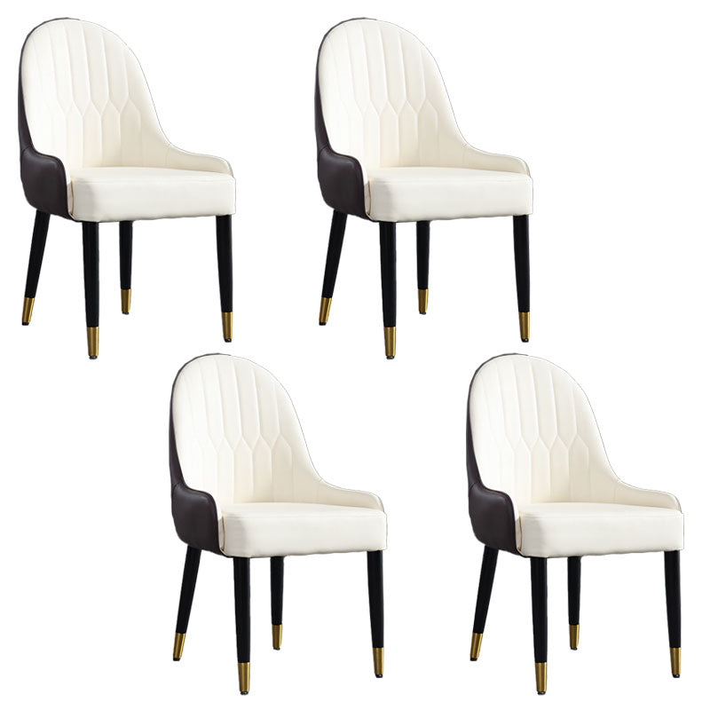 Scandinavian Design Arm Solid Back Dining Side Chairs Leather Dining Side Chairs White 4 Piece Set Clearhalo ' kitchen&dining_furn' 'Dining Chairs' 'Dining Tables & Seating' 'dining_chair' 'furn' 'furn_dining_chair' 'Furniture' 'furniture_dining_chair' 'Kitchen & Dining Furniture' 'kitchen' 4666739