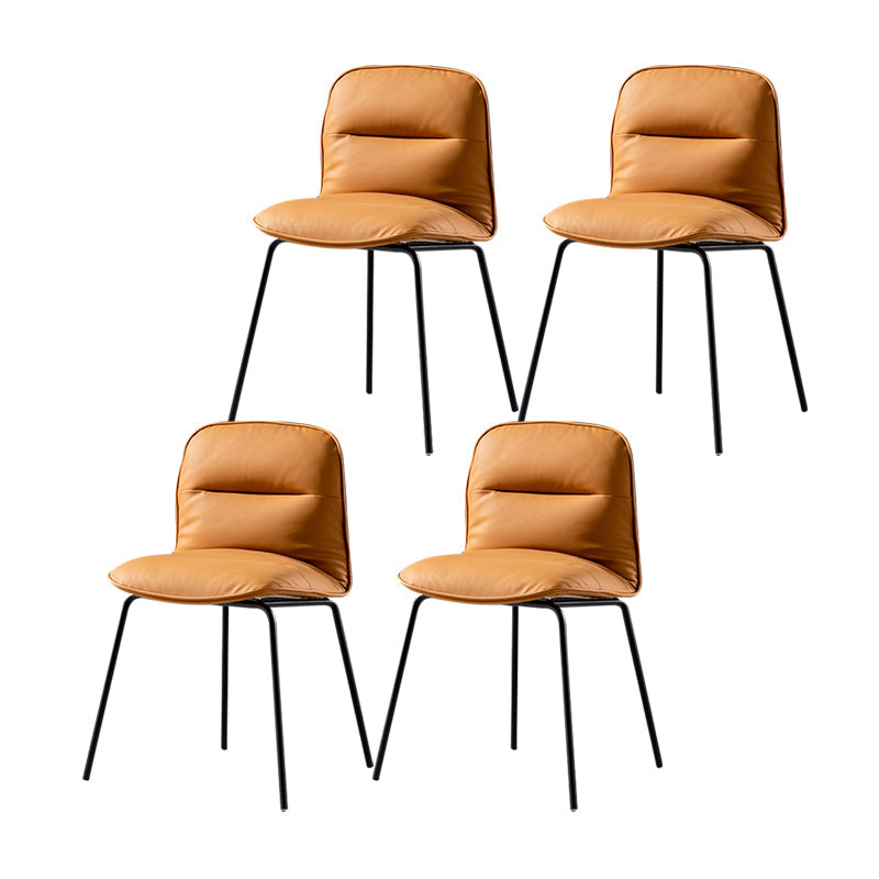 Modern Style Kitchen Chair Dining Armless Chairs with Metal Legs Brown 4 Piece Set Clearhalo ' kitchen&dining_furn' 'Dining Chairs' 'Dining Tables & Seating' 'dining_chair' 'furn' 'furn_dining_chair' 'Furniture' 'furniture_dining_chair' 'Kitchen & Dining Furniture' 'kitchen' 4666805