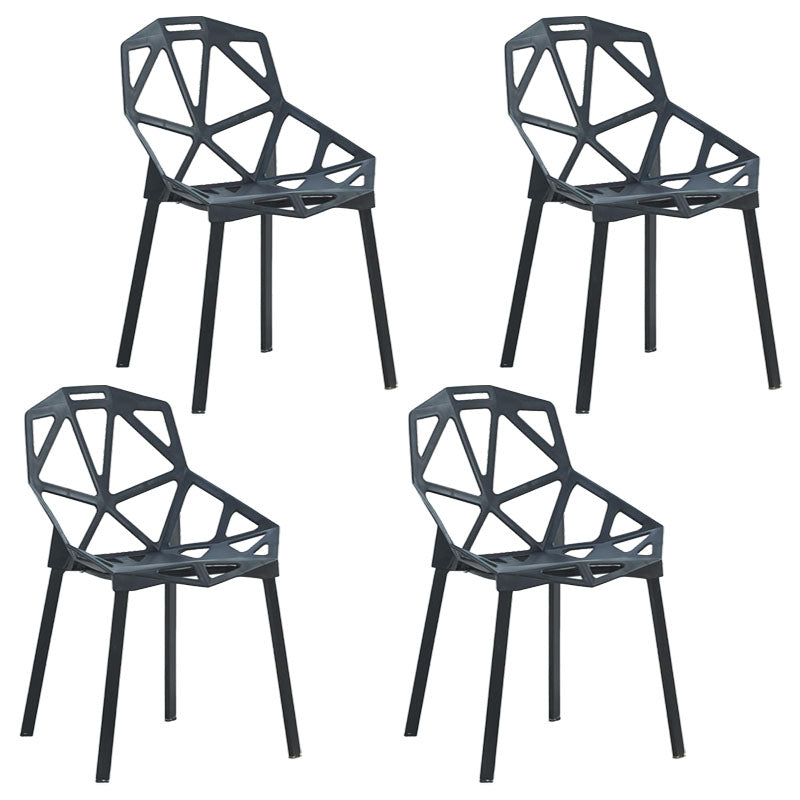 Modern Style Stackable Chairs Dining Kitchen Arm Chairs with Plastic Legs Black 4 Piece Set Clearhalo ' kitchen&dining_furn' 'Dining Chairs' 'Dining Tables & Seating' 'dining_chair' 'furn' 'furn_dining_chair' 'Furniture' 'furniture_dining_chair' 'Kitchen & Dining Furniture' 'kitchen' 4666929