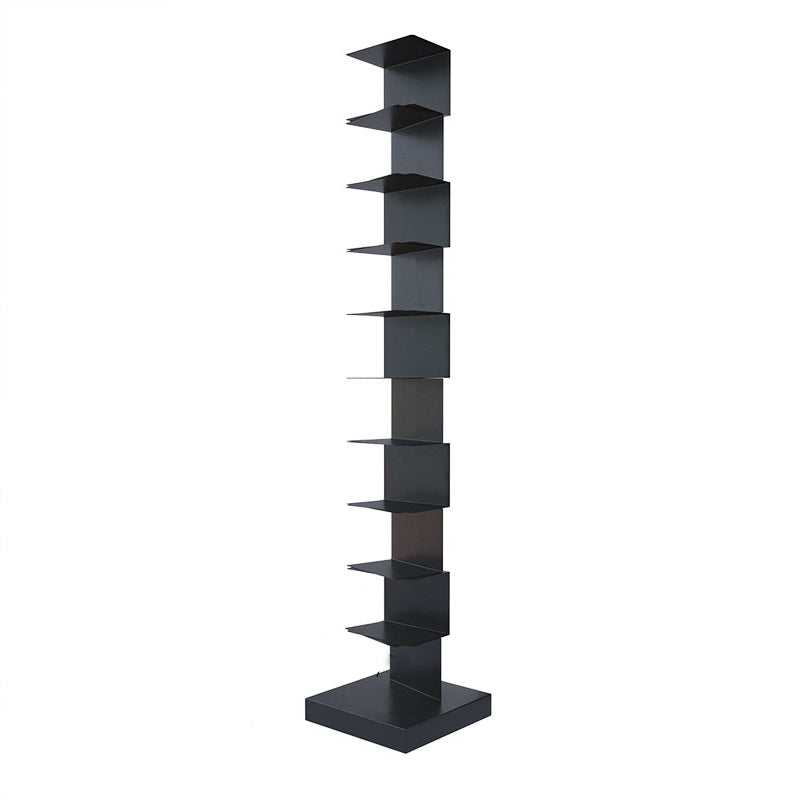 Modern Stainless Steel Bookshelf Vertical Shelf Bookcase for Study Room 13.8"L x 13.8"W x 70.1"H Black Clearhalo 'Bookcases' 'furn' 'furn_bookcases' 'Furniture' 'furniture_bookcases' 'kitchen' 'kitchen_bookcases' 'Living Room Furniture' 'Office Furniture' 4670092