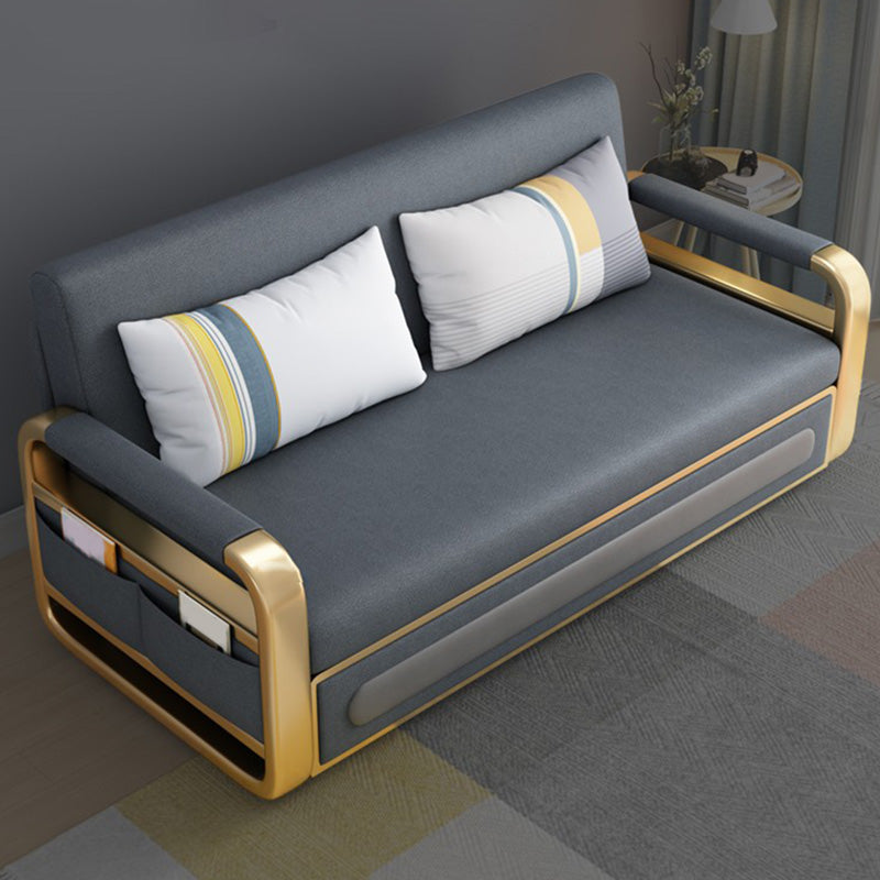Faux Leather Metal Arm Convertible Futon Sofa Bed Tight Back Loveseat Coir Clearhalo 'furn' 'furn_sofas' 'Furniture' 'furniture_sofas' 'kitchen' 'kitchen_sofas' 'Living Room Furniture' 'Sofa' 'sofas' 4670942