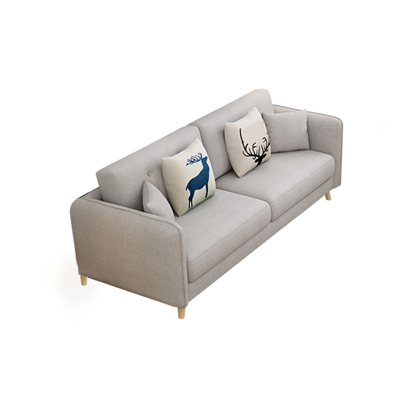 27.56" H Scandinavian Standard Square Arm Sofa With Loose Back, Brown 83"L x 33.5"W x 28"H Clearhalo 'furn' 'furn_sofas' 'Furniture' 'furniture_sofas' 'kitchen' 'kitchen_sofas' 'Living Room Furniture' 'Sofa' 'sofas' 4671091