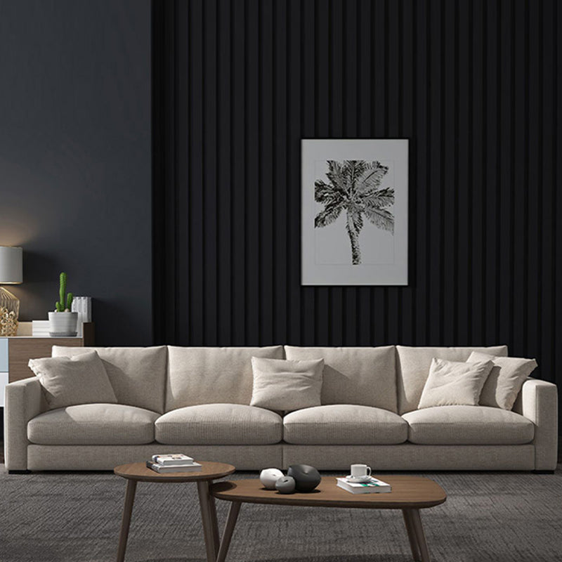 Modern Style Square Armrest with High Rebound Sponge Seat Filling Beige Sofa 104"L x 35"W x 27"H Clearhalo 'furn' 'furn_sofas' 'Furniture' 'furniture_sofas' 'kitchen' 'kitchen_sofas' 'Living Room Furniture' 'Sofa' 'sofas' 4673108