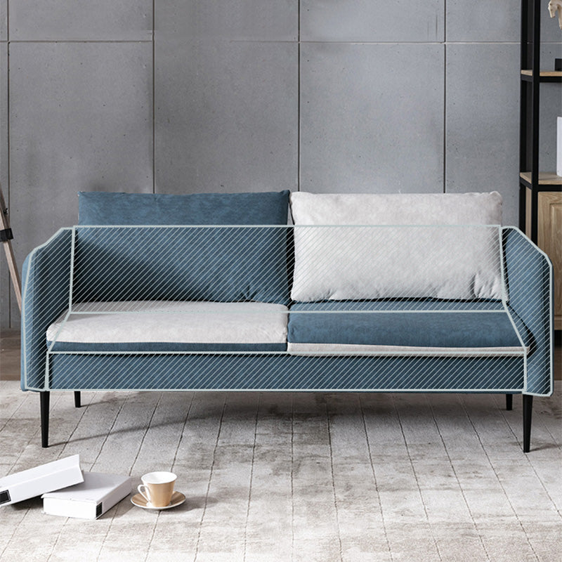 Faux Leather Cushions Sofa 61.02"/66.93" Wide Square Arm Loveseat 67"L x 28"W x 24"H Blue Clearhalo 'furn' 'furn_sofas' 'Furniture' 'furniture_sofas' 'kitchen' 'kitchen_sofas' 'Living Room Furniture' 'Sofa' 'sofas' 4673347