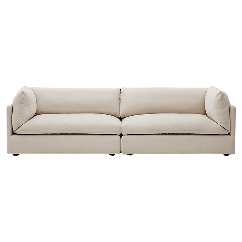 Modern Linen Tuxedo Arm Standard Sofa with Slipcovered for Living Room, Apartment 79"L x 35"W x 29"H Off-White Sponge Clearhalo 'furn' 'furn_sofas' 'Furniture' 'furniture_sofas' 'kitchen' 'kitchen_sofas' 'Living Room Furniture' 'Sofa' 'sofas' 4673455