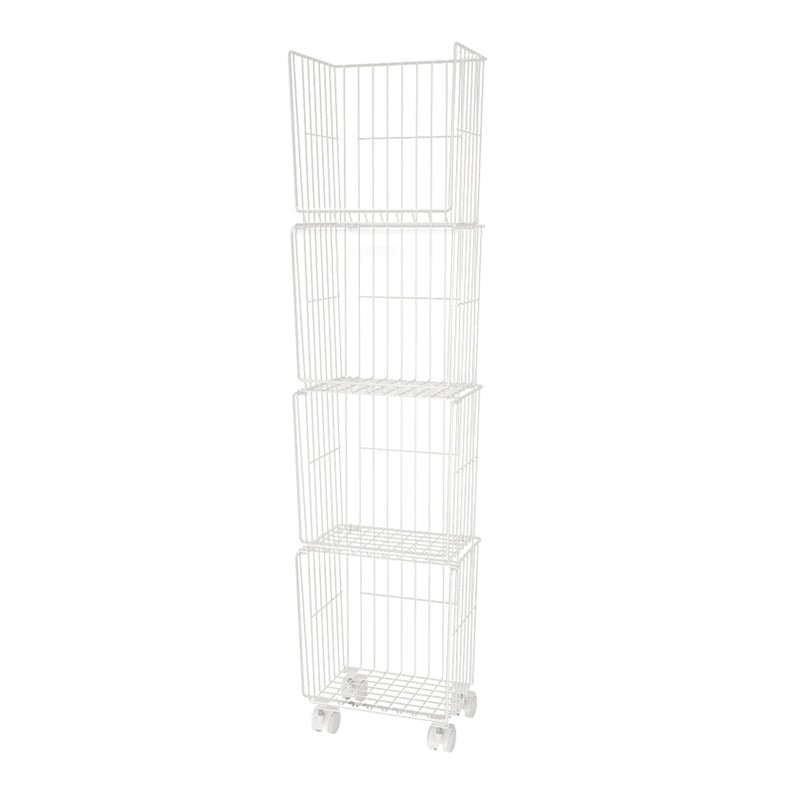 Contemporary Style Standard Bookcase Metal Vertical Bookshelf for Home Office 12.4"L x 9.4"W x 52.8"H White Clearhalo 'Bookcases' 'furn' 'furn_bookcases' 'Furniture' 'furniture_bookcases' 'kitchen' 'kitchen_bookcases' 'Living Room Furniture' 'Office Furniture' 4673554