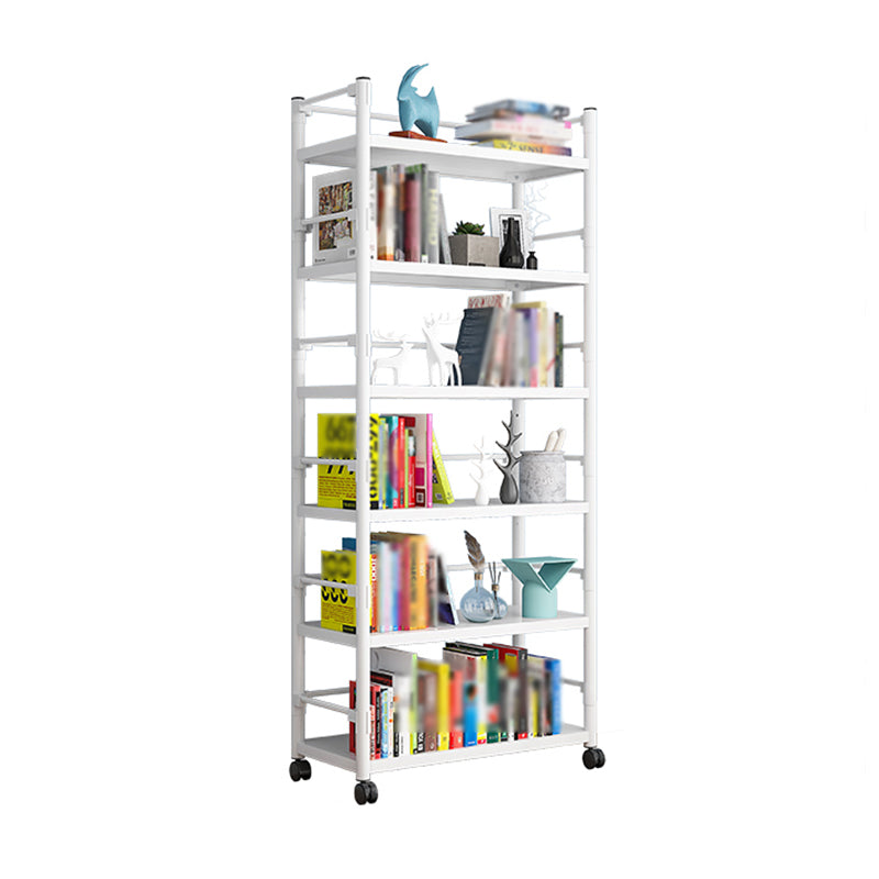 Open Etagere Bookshelf Contemporary Vertical Bookshelf with Caster Wheels White Clearhalo 'Bookcases' 'furn' 'furn_bookcases' 'Furniture' 'furniture_bookcases' 'kitchen' 'kitchen_bookcases' 'Living Room Furniture' 'Office Furniture' 4674327