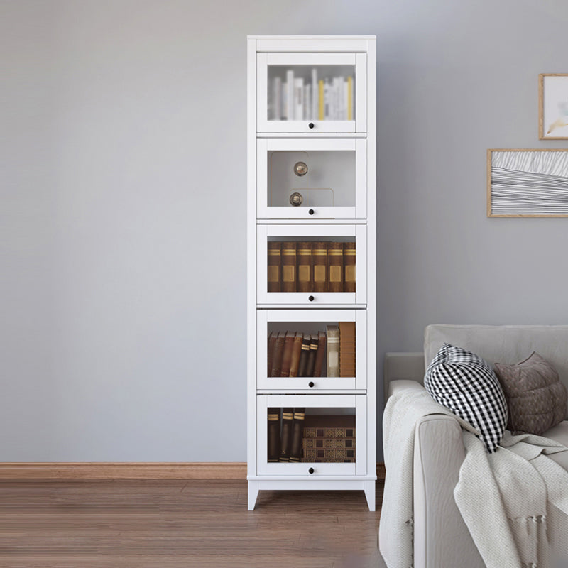 Engineered Wood Standard Bookcase Contemporary Bookcase With Doors 23.6"L x 13.9"W x 81.5"H White Clearhalo 'Bookcases' 'furn' 'furn_bookcases' 'Furniture' 'furniture_bookcases' 'kitchen' 'kitchen_bookcases' 'Living Room Furniture' 'Office Furniture' 4674381