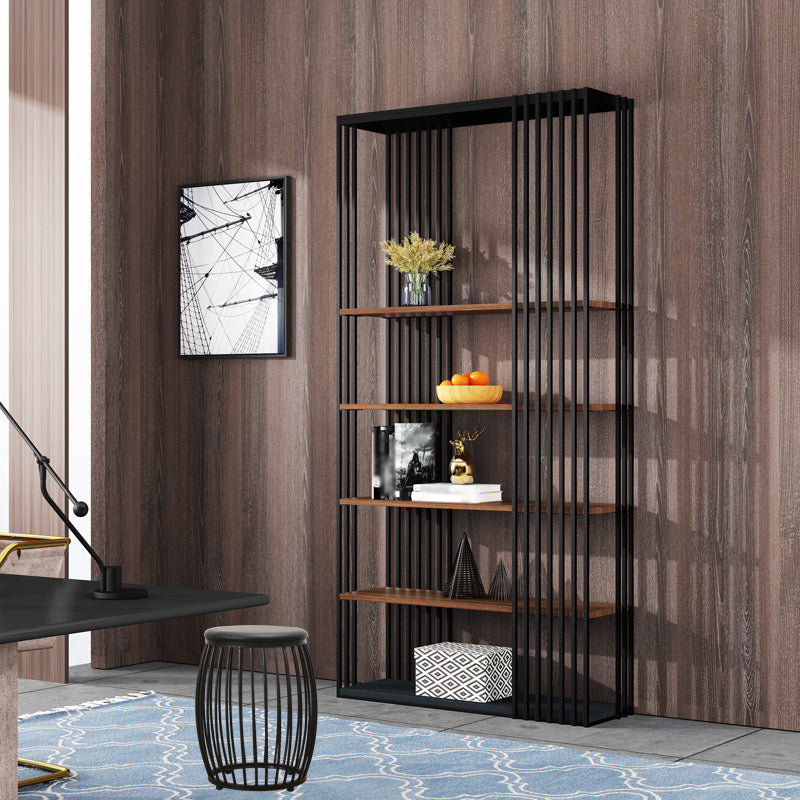 4-Shelf Metal Standard Bookcase Industrial Bookcase for Home Office 47"L x 12"W x 79"H Black Clearhalo 'Bookcases' 'furn' 'furn_bookcases' 'Furniture' 'furniture_bookcases' 'kitchen' 'kitchen_bookcases' 'Living Room Furniture' 'Office Furniture' 4674418