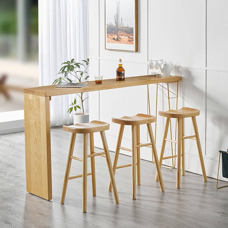 Light Brown Industrial Style Bar Table Pine Wood Milk Tea Shop Casual Bar Table 86.6"L x 15.7"W x 41.3"H Without Chairs Clearhalo 'Bar Furniture' 'Bar Tables' 'bar_tables' 'furn' 'furn_bar_tables' 'Furniture' 'furniture_bar_tables' 'Kitchen & Dining Furniture' 4678664