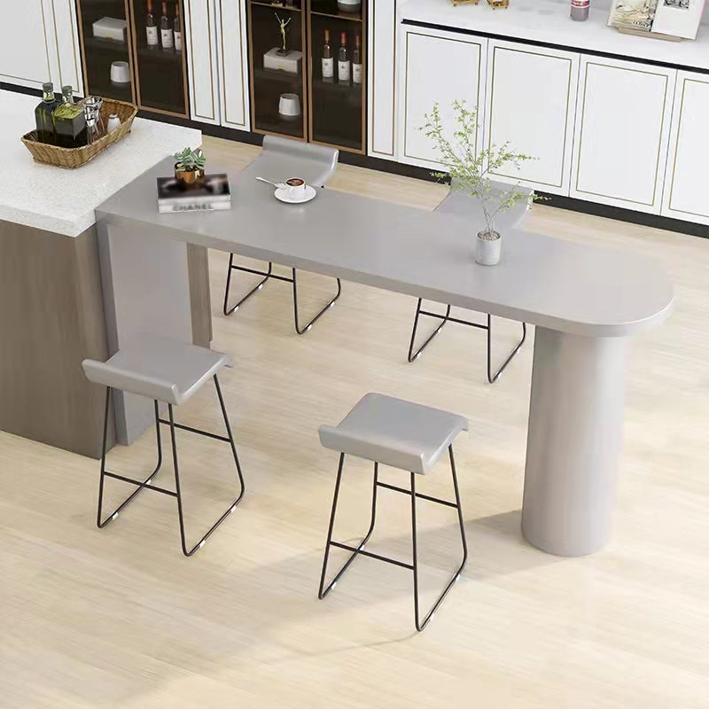Wood Pub Table with Specialty Table Top Double Pedestal Table - 41.3" H 78.7"L x 19.7"W x 41.3"H Grey Without Chairs Clearhalo 'Bar Furniture' 'Bar Tables' 'bar_tables' 'furn' 'furn_bar_tables' 'Furniture' 'furniture_bar_tables' 'Kitchen & Dining Furniture' 4678702