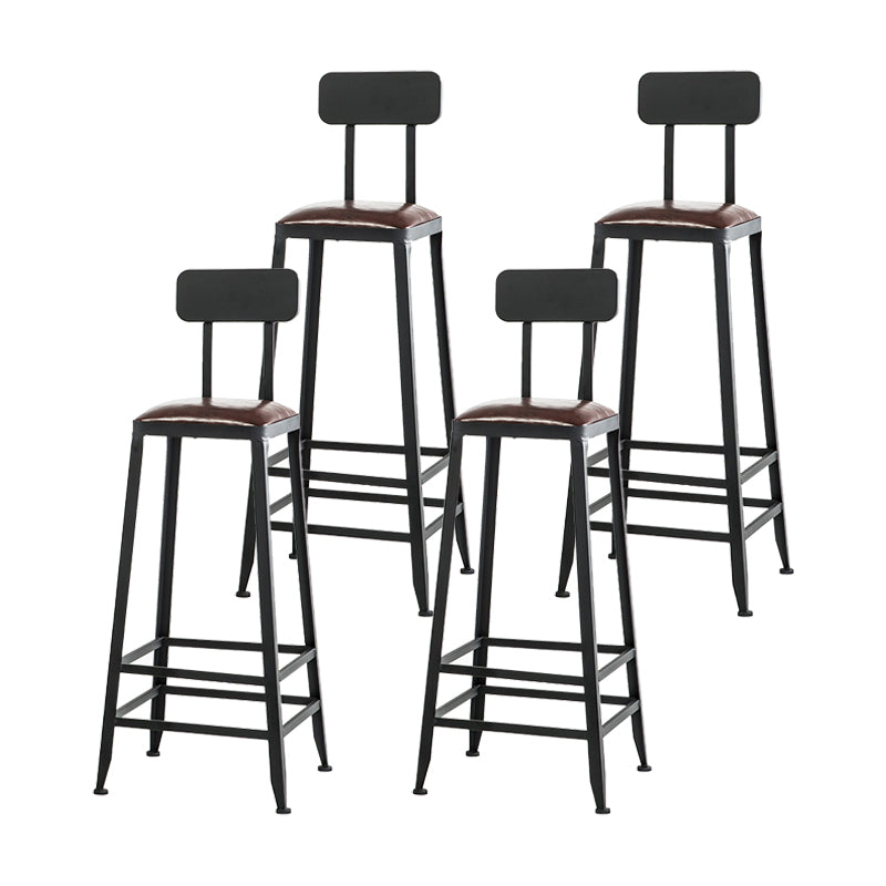 Industrial Iron Armless Footrest Stool Brown Upholstered Stool for Bristol With Back 4 Piece Set Bar Stool(31"H) Clearhalo 'Bar Furniture' 'Bar Stools' 'bar_stools' 'furn' 'furn_bar_stools' 'furniture_bar_stools' 'Kitchen & Dining Furniture' 'kitchen&dining_furn' 'kitchen' 'kitchen_furn' Furniture' 4678916
