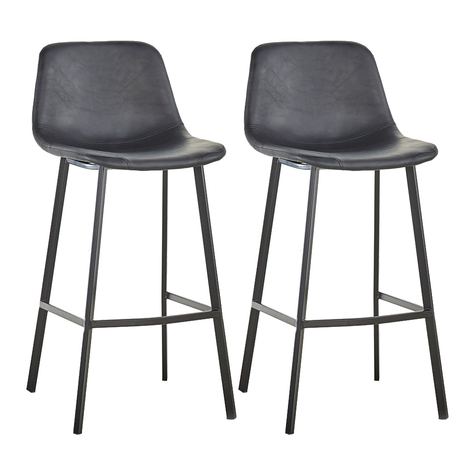 Industrial Bar and Counter Stool Low Back Stool with 4 Legs in Black Black 2 Piece Set Clearhalo 'Bar Furniture' 'Bar Stools' 'bar_stools' 'furn' 'furn_bar_stools' 'furniture_bar_stools' 'Kitchen & Dining Furniture' 'kitchen&dining_furn' 'kitchen' 'kitchen_furn' Furniture' 4679067