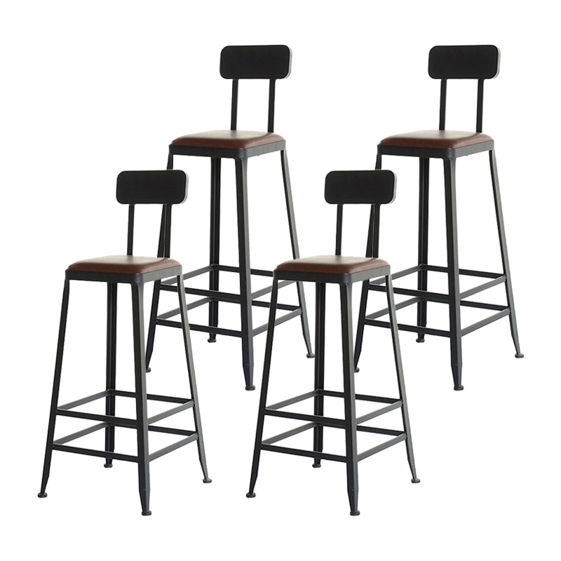 29.53" Industrial Bar and Counter Stool Low Back Stool with 4 Black Legs Leather 4 Piece Set Square Clearhalo 'Bar Furniture' 'Bar Stools' 'bar_stools' 'furn' 'furn_bar_stools' 'furniture_bar_stools' 'Kitchen & Dining Furniture' 'kitchen&dining_furn' 'kitchen' 'kitchen_furn' Furniture' 4679094