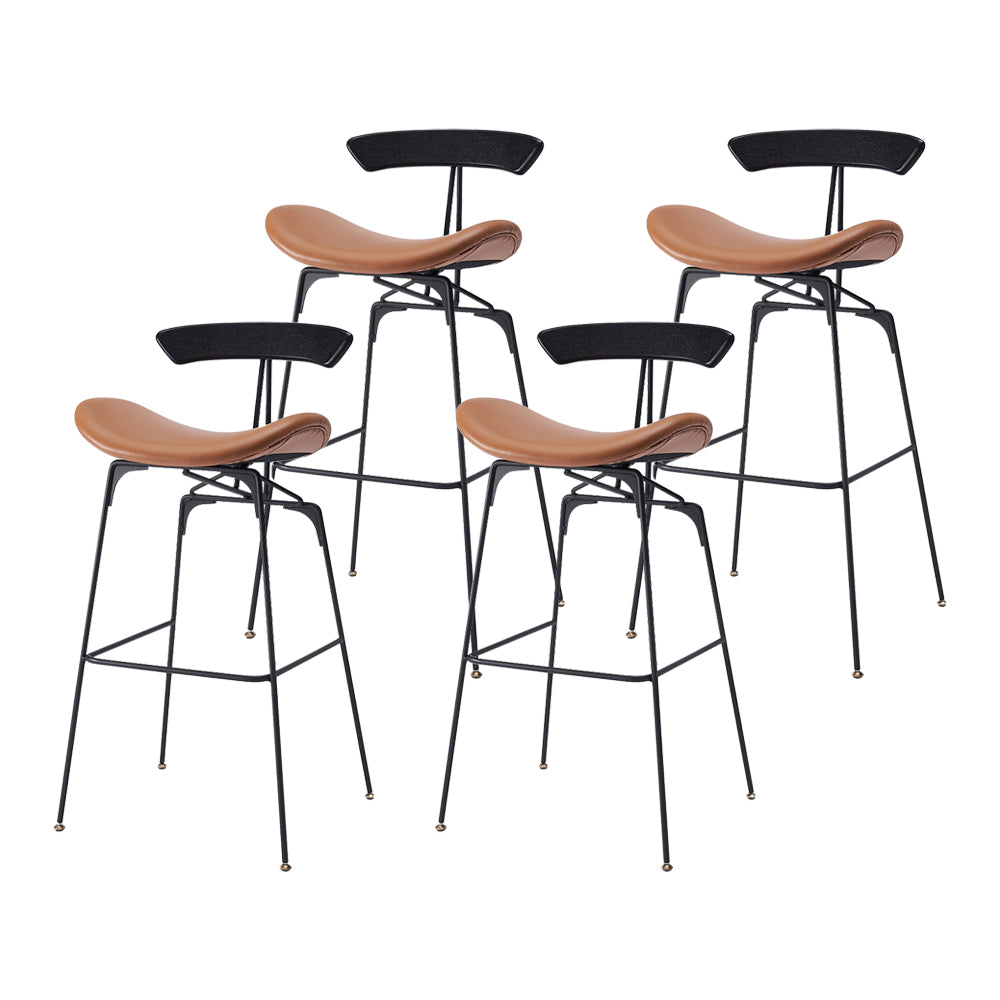 31.50" Industrial Bar and Counter Stool Low Back Stool with 4 Legs in Black Brown 4 Piece Set Clearhalo 'Bar Furniture' 'Bar Stools' 'bar_stools' 'furn' 'furn_bar_stools' 'furniture_bar_stools' 'Kitchen & Dining Furniture' 'kitchen&dining_furn' 'kitchen' 'kitchen_furn' Furniture' 4679408