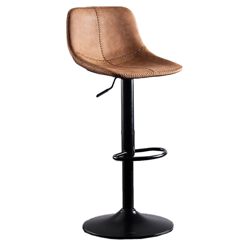 Contemporary Adjustable Bar and Counter Stool Low Back Stool with Black Base Brown 1 Piece Clearhalo 'Bar Furniture' 'Bar Stools' 'bar_stools' 'furn' 'furn_bar_stools' 'furniture_bar_stools' 'Kitchen & Dining Furniture' 'kitchen&dining_furn' 'kitchen' 'kitchen_furn' Furniture' 4679542
