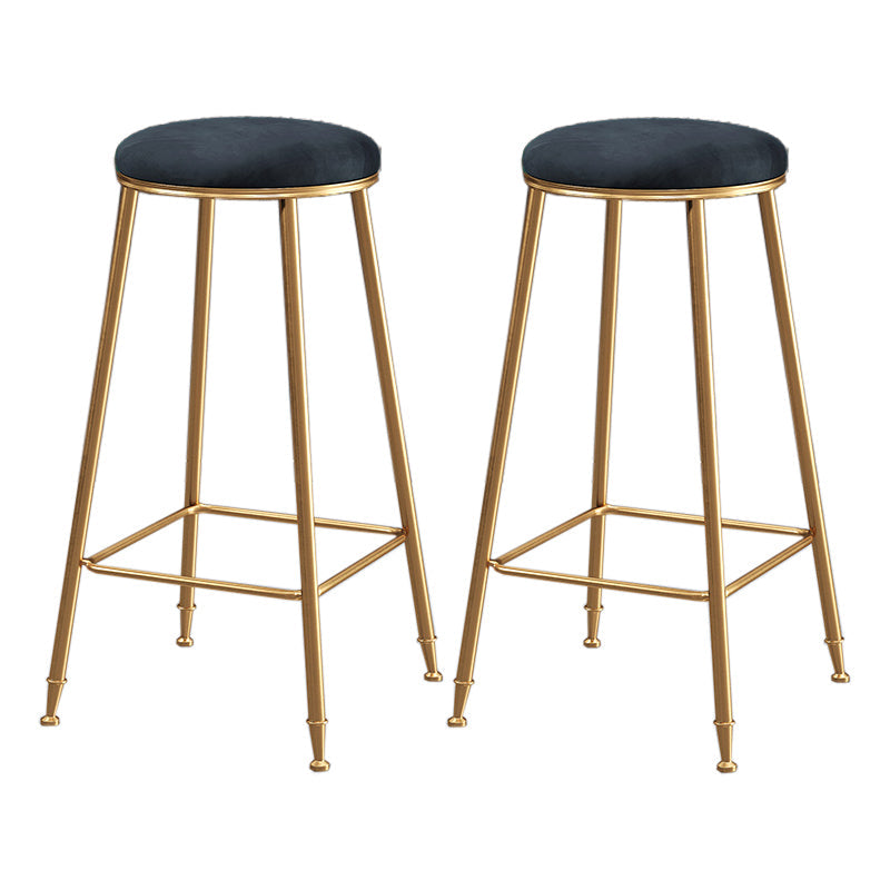 Scandinavian Upholstered Fabric Stools for Home Armless Backless Stools with 4 Gold Legs Black 2 Piece Set Bar Stool(30"H) Clearhalo 'Bar Furniture' 'Bar Stools' 'bar_stools' 'furn' 'furn_bar_stools' 'furniture_bar_stools' 'Kitchen & Dining Furniture' 'kitchen&dining_furn' 'kitchen' 'kitchen_furn' Furniture' 4679610