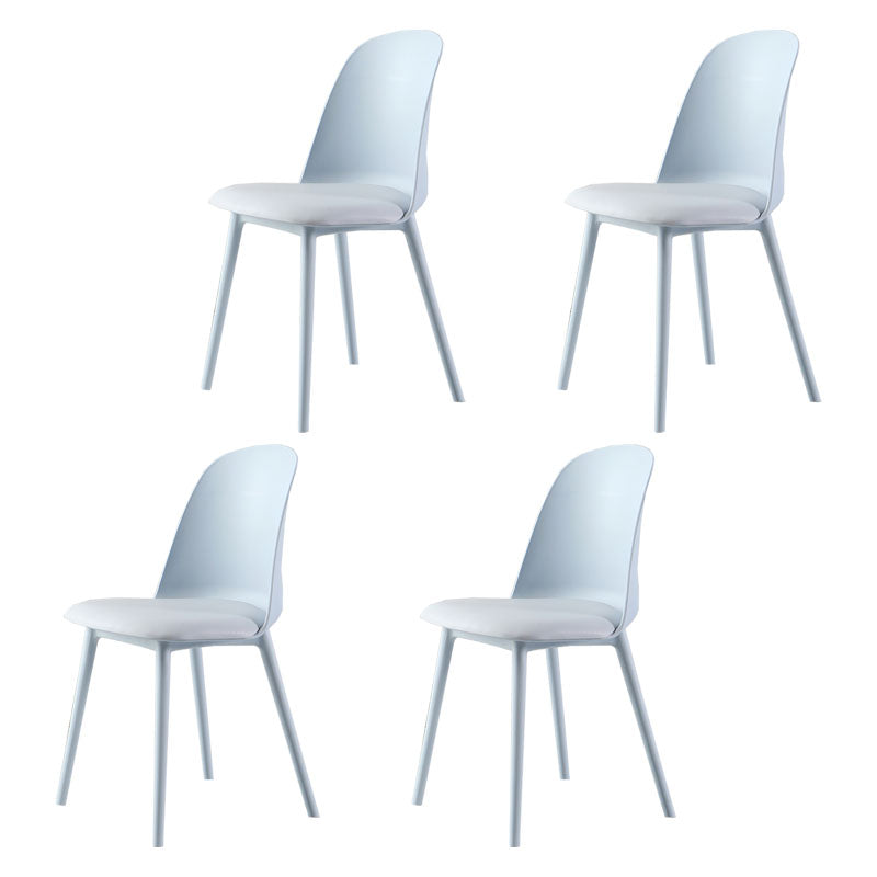 Scandinavian Armless Plastic Side Chair Solid Back Chair for Home Blue 4 Piece Set Clearhalo ' kitchen&dining_furn' 'Dining Chairs' 'Dining Tables & Seating' 'dining_chair' 'furn' 'furn_dining_chair' 'Furniture' 'furniture_dining_chair' 'Kitchen & Dining Furniture' 'kitchen' 4680515