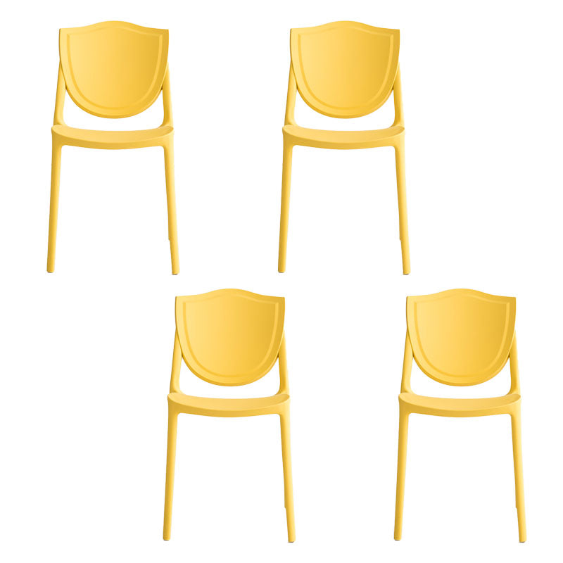 Scandinavian Armless Open Back Chairs Plastic Dining Chairs for Home Use Yellow 4 Piece Set Clearhalo ' kitchen&dining_furn' 'Dining Chairs' 'Dining Tables & Seating' 'dining_chair' 'furn' 'furn_dining_chair' 'Furniture' 'furniture_dining_chair' 'Kitchen & Dining Furniture' 'kitchen' 4680700