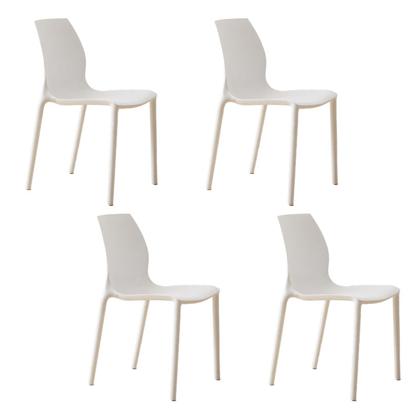 Modern Style Stackable Chairs Dining Armless Chair with Plastic Legs for Kitchen White Set of 4 Clearhalo ' kitchen&dining_furn' 'Dining Chairs' 'Dining Tables & Seating' 'dining_chair' 'Furniture' 'furniture_dining_chair' 'Kitchen & Dining Furniture' 'kitchen' 4680718