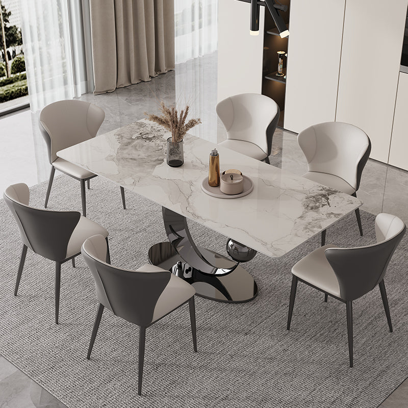 1/4/5/7 Pieces Dining Chairs Set White Rectangular Dining Room Table for Home 7 Pieces: Table, 6 Chairs Clearhalo 'Dining Room Sets' 'Dining Tables & Seating' 'dining_room_set' 'furn' 'furn_dining_room_set' 'Furniture' 'furniture_dining_room_set' 'Kitchen & Dining Furniture' 'kitchen&dining_furn' 'kitchen' 4684556