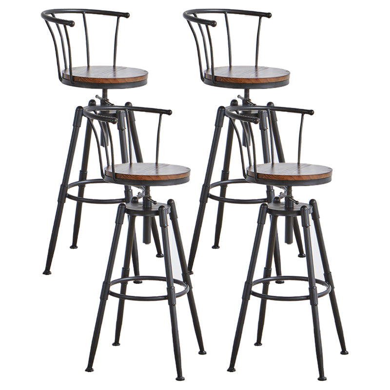 Industrial Upholstered Swivel Adjustable Height Stool 35.43'' Home Bar Stool Dark Brown Set of 4 Clearhalo 'Bar Furniture' 'Bar Stools' 'bar_stools' 'furniture_bar_stools' 'Kitchen & Dining Furniture' 'kitchen&dining_furn' 'kitchen' 'kitchen_furn' Furniture' 4684642