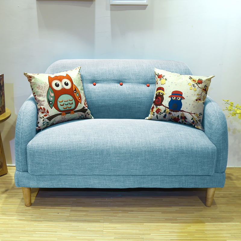 34.25"H Scandinavian Linen Square Arm Solid Color Tufted Loveseat Sofa for Apartment Sky Blue Clearhalo 'furn' 'furn_sofas' 'Furniture' 'furniture_sofas' 'kitchen' 'kitchen_sofas' 'Living Room Furniture' 'Sofa' 'sofas' 4688999