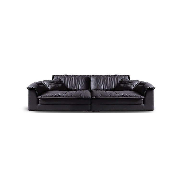 Living Room Contemporary Black Pillows Standard Stationary Sofa Chaise 102"L x 47"W x 31"H Latex Clearhalo 'furn' 'furn_sofas' 'Furniture' 'furniture_sofas' 'kitchen' 'kitchen_sofas' 'Living Room Furniture' 'Sofa' 'sofas' 4689149