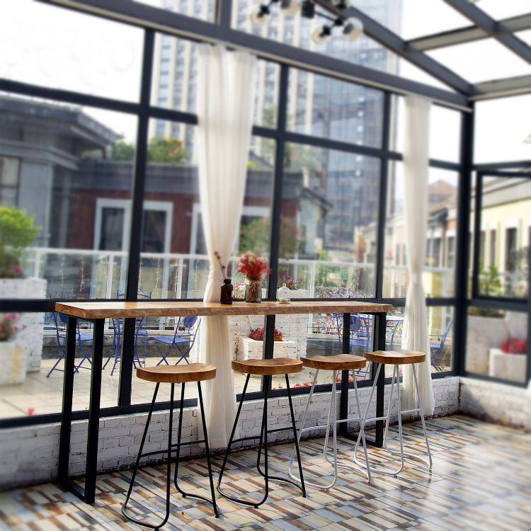 Wood Pub Table with Rectangle Table Top Black Double Pedestal Table - 41.3" H 63"L x 17.7"W x 41.3"H Without Chairs Clearhalo 'Bar Furniture' 'Bar Tables' 'bar_tables' 'furn' 'furn_bar_tables' 'Furniture' 'furniture_bar_tables' 'Kitchen & Dining Furniture' 4691989