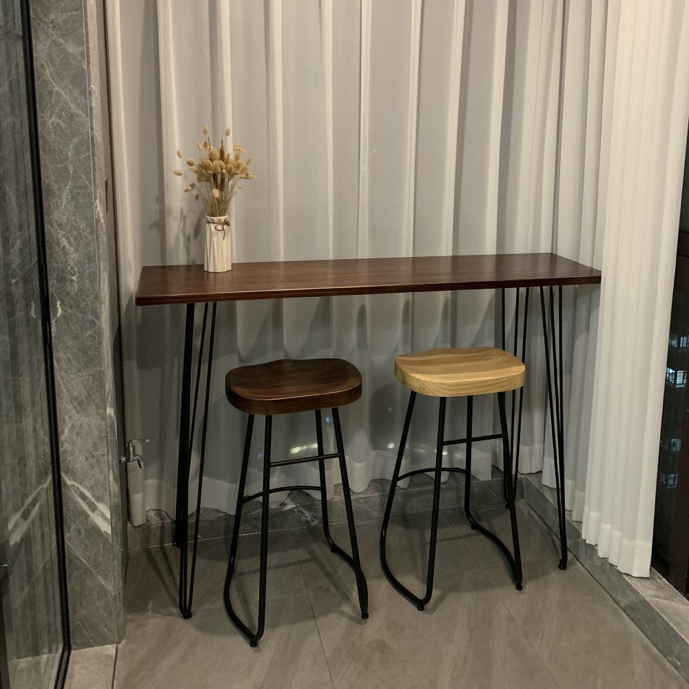 Industrial Solid Wood Pub Table with Rectangle Table Top Legs Table - 41.3" H 86.6"L x 15.7"W x 41.3"H Brown Without Chairs Clearhalo 'Bar Furniture' 'Bar Tables' 'bar_tables' 'furn' 'furn_bar_tables' 'Furniture' 'furniture_bar_tables' 'Kitchen & Dining Furniture' 4692084