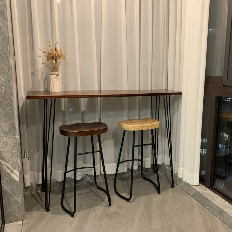 Solid Wood Counter Table with Rectangle Table Top Legs Table - 41.3" H 63"L x 15.7"W x 41.3"H Brown Without Chairs Clearhalo 'Bar Furniture' 'Bar Tables' 'bar_tables' 'furn' 'furn_bar_tables' 'Furniture' 'furniture_bar_tables' 'Kitchen & Dining Furniture' 4692146