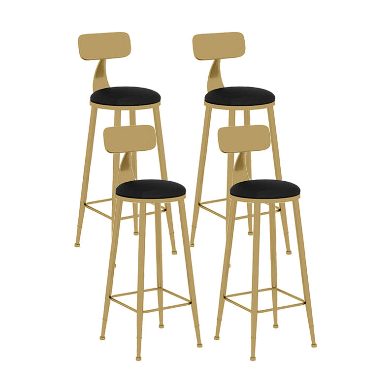 Scandinavian Round Low Back Counter Stools Upholstered Bar Stools with Cushion Black 4 Piece Set Clearhalo 'Bar Furniture' 'Bar Stools' 'bar_stools' 'furn' 'furn_bar_stools' 'furniture_bar_stools' 'Kitchen & Dining Furniture' 'kitchen&dining_furn' 'kitchen' 'kitchen_furn' Furniture' 4692171