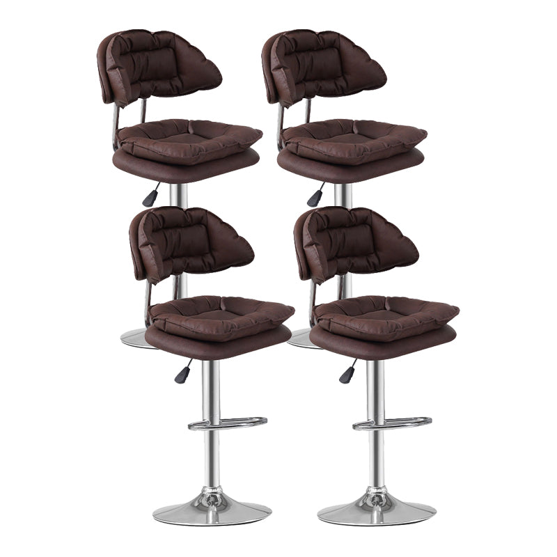 Leather Swivel Adjustable Height Bar Stool Matte Finish Home Low Back Stool Coffee 4 Piece Set Bar Stool(33"H) Clearhalo 'Bar Furniture' 'Bar Stools' 'bar_stools' 'furn' 'furn_bar_stools' 'furniture_bar_stools' 'Kitchen & Dining Furniture' 'kitchen&dining_furn' 'kitchen' 'kitchen_furn' Furniture' 4692286