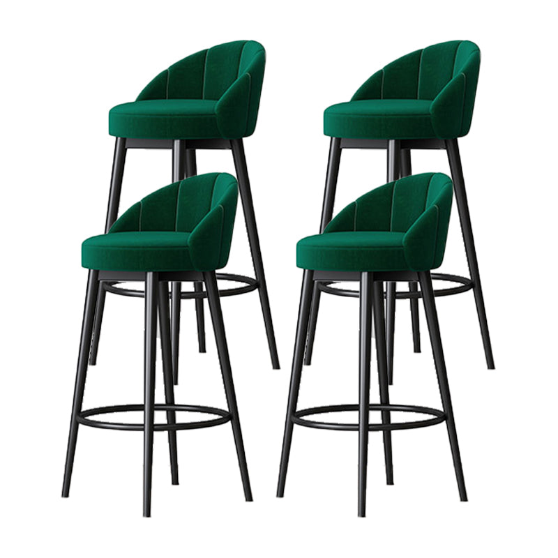 Matte Finish Footrest Upholstered Low Back Stool Scandinavian Velvet Bar Stool Green 4 Piece Set Clearhalo 'Bar Furniture' 'Bar Stools' 'bar_stools' 'furn' 'furn_bar_stools' 'furniture_bar_stools' 'Kitchen & Dining Furniture' 'kitchen&dining_furn' 'kitchen' 'kitchen_furn' Furniture' 4692663