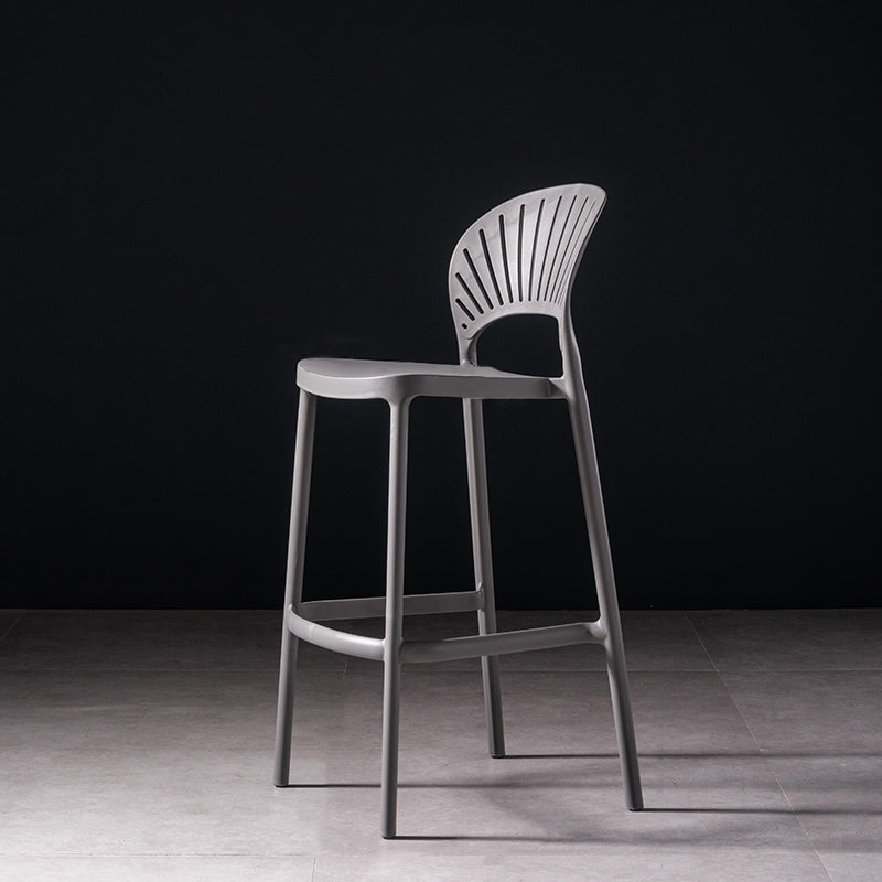 Plastic Contemporary Kitchen Dining Room Armless Stool Full Back Bar Stool Grey 1 Piece Clearhalo 'Bar Furniture' 'Bar Stools' 'bar_stools' 'furn' 'furn_bar_stools' 'furniture_bar_stools' 'Kitchen & Dining Furniture' 'kitchen&dining_furn' 'kitchen' 'kitchen_furn' Furniture' 4692816