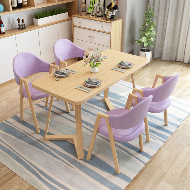 Modern 1/2/5 Pieces Dining Set Rectangle Wood Dining Table Set for Dining Room 5 Pieces: Table, 4 Pink Chairs Clearhalo 'Dining Room Sets' 'Dining Tables & Seating' 'dining_room_set' 'furn' 'furn_dining_room_set' 'Furniture' 'furniture_dining_room_set' 'Kitchen & Dining Furniture' 'kitchen&dining_furn' 'kitchen' 4692882