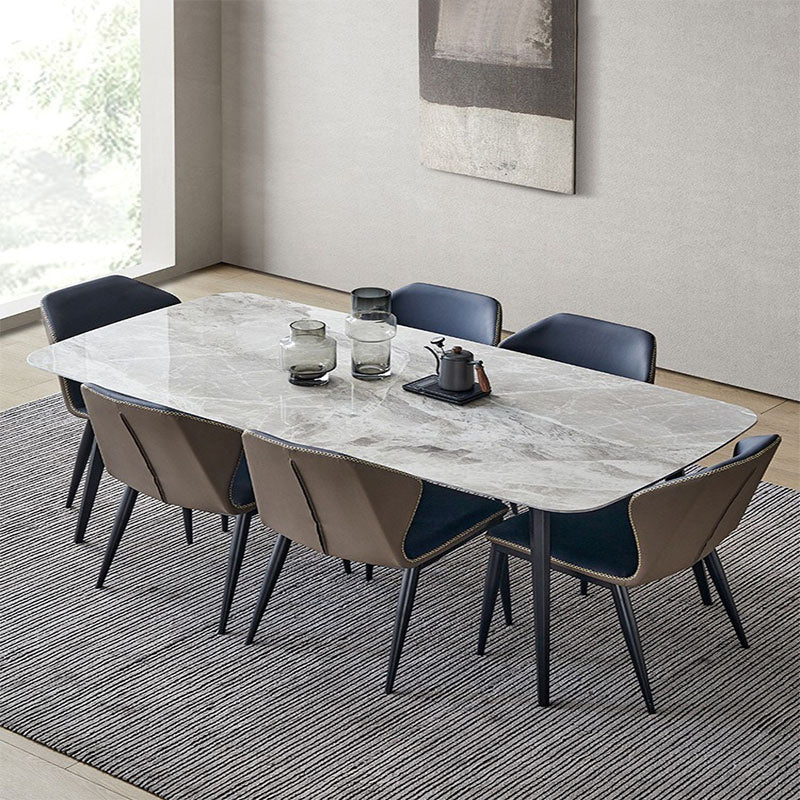 Contemporary 1/4/5/7 Pieces Dining Set Rectangle Sintered Stone Dining Room Set 7 Pieces: Table, 6 Chairs Clearhalo 'Dining Room Sets' 'Dining Tables & Seating' 'dining_room_set' 'furn' 'furn_dining_room_set' 'Furniture' 'furniture_dining_room_set' 'Kitchen & Dining Furniture' 'kitchen&dining_furn' 'kitchen' 4692914