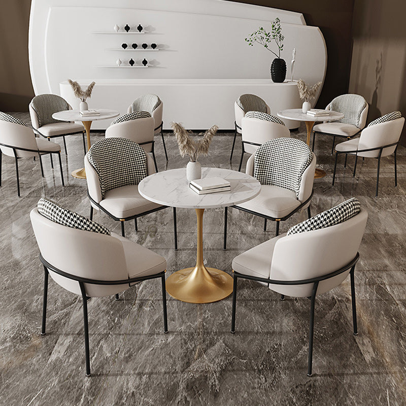 Glam Style 1/5 Pieces Dining Set White-gold Table Kitchen Set for Dining Room 5 Pieces: Table, 4 Beige Chairs Clearhalo 'Dining Room Sets' 'Dining Tables & Seating' 'dining_room_set' 'furn' 'furn_dining_room_set' 'Furniture' 'furniture_dining_room_set' 'Kitchen & Dining Furniture' 'kitchen&dining_furn' 'kitchen' 4693009