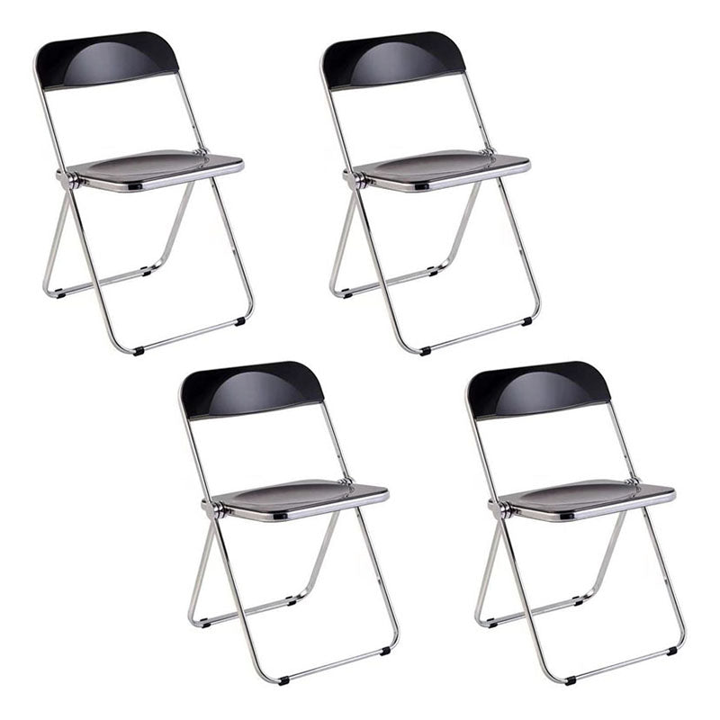 Industrial Design Plastic Dining Armless Chair Open Back Folding Side Chair Black 4 Piece Set Clearhalo ' kitchen&dining_furn' 'Dining Chairs' 'Dining Tables & Seating' 'dining_chair' 'furn' 'furn_dining_chair' 'Furniture' 'furniture_dining_chair' 'Kitchen & Dining Furniture' 'kitchen' 4693949