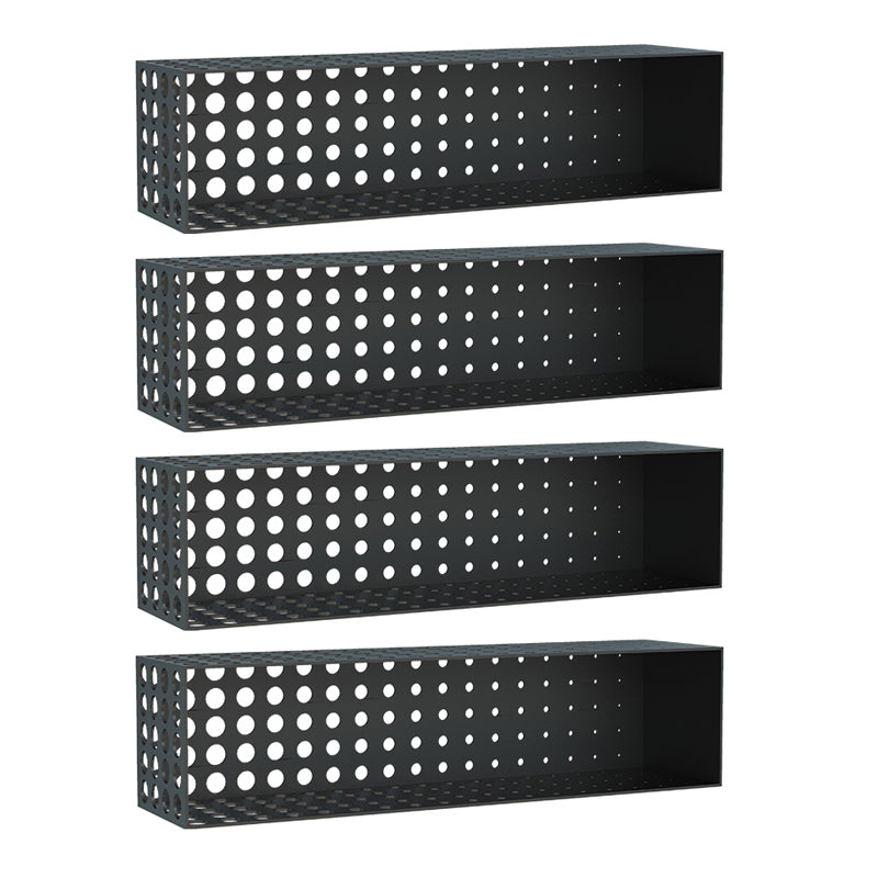 9.8" Tall Bookcase Contemporary Style Wall Mounted Closed Back Bookshelf Black 4 Piece Set Clearhalo 'Bookcases' 'furn' 'furn_bookcases' 'Furniture' 'furniture_bookcases' 'kitchen' 'kitchen_bookcases' 'Living Room Furniture' 'Office Furniture' 4698277