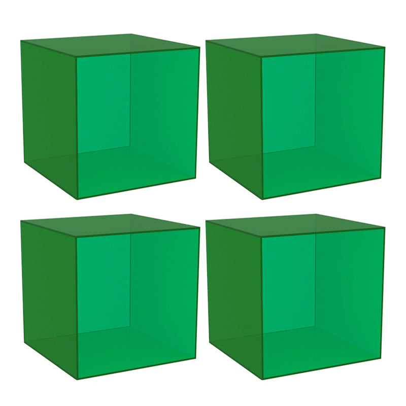 Closed Back Bookcase Contemporary Style Bookshelf in Acrylic for Home Office 14"L x 14"W x 14"H Green 4 Piece Set Clearhalo 'Bookcases' 'furn' 'furn_bookcases' 'Furniture' 'furniture_bookcases' 'kitchen' 'kitchen_bookcases' 'Living Room Furniture' 'Office Furniture' 4698330