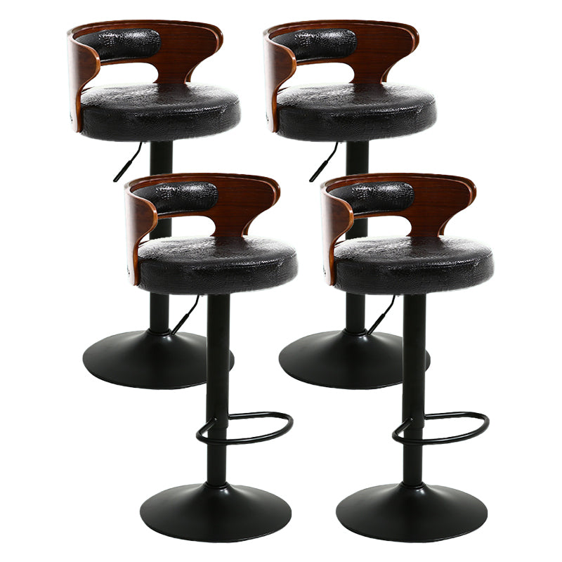 Contemporary Swivel Adjustable Height Bar Stool Home Footrest Stool Textured Black Black 4 Piece Set Clearhalo 'Bar Furniture' 'Bar Stools' 'bar_stools' 'furn' 'furn_bar_stools' 'furniture_bar_stools' 'Kitchen & Dining Furniture' 'kitchen&dining_furn' 'kitchen' 'kitchen_furn' Furniture' 4699039